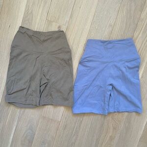 CSB High-Waist Scrunch Biker Shorts Taupe & Dusty Periwinkle Blue XS